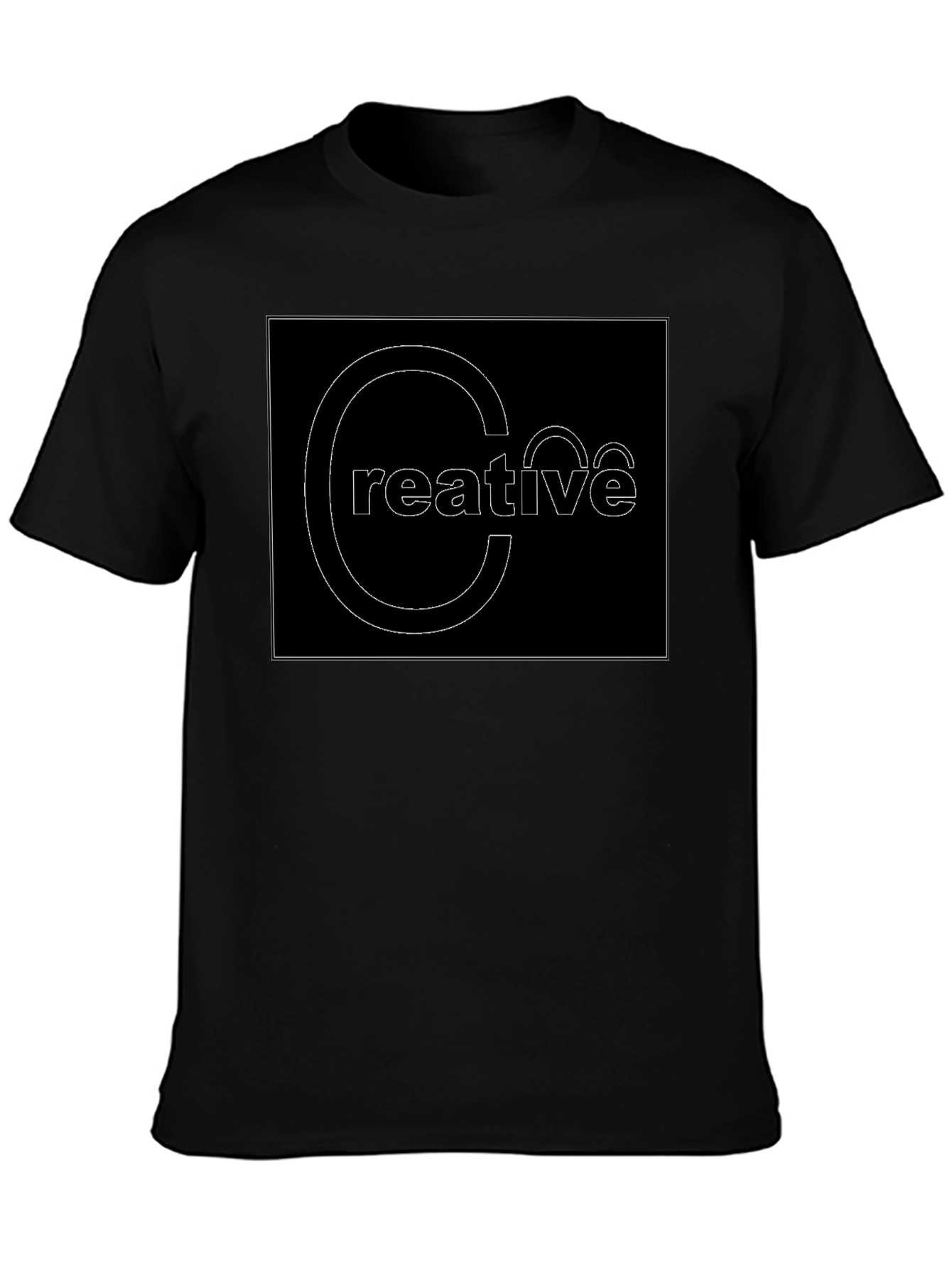 Creative Graphic Tee - Black Cotton