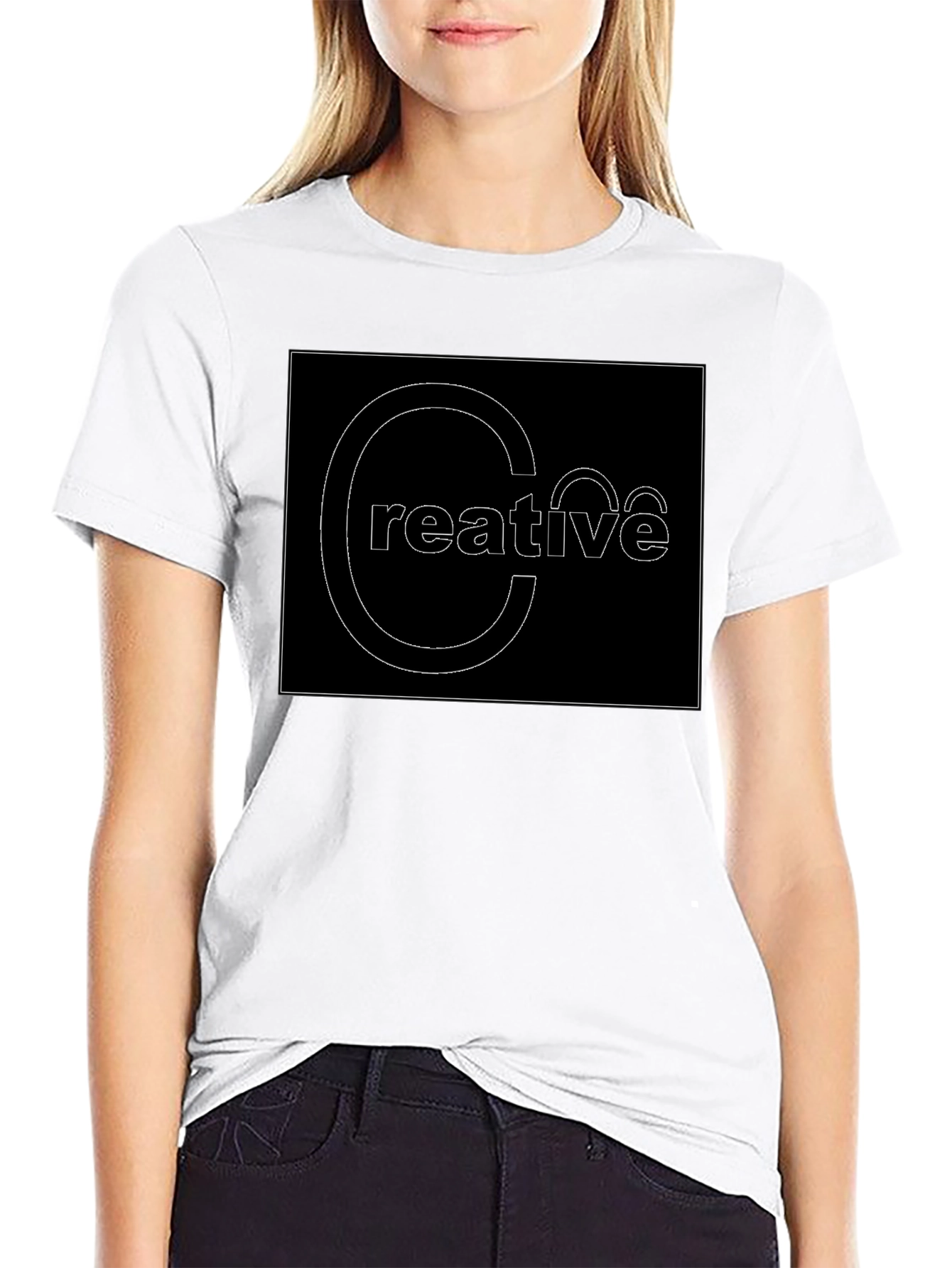 Creative Graphic Tee - Black Cotton