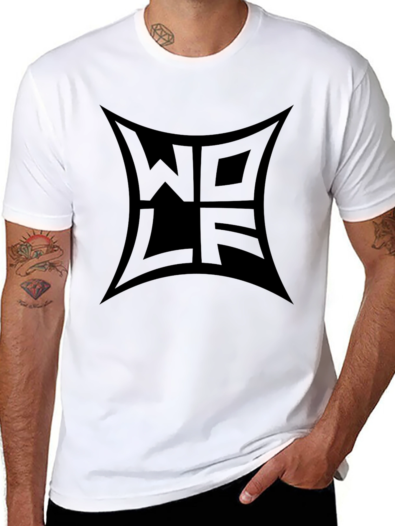 WOLF Graphic Print Black T-Shirt - Stylish Mens Tee