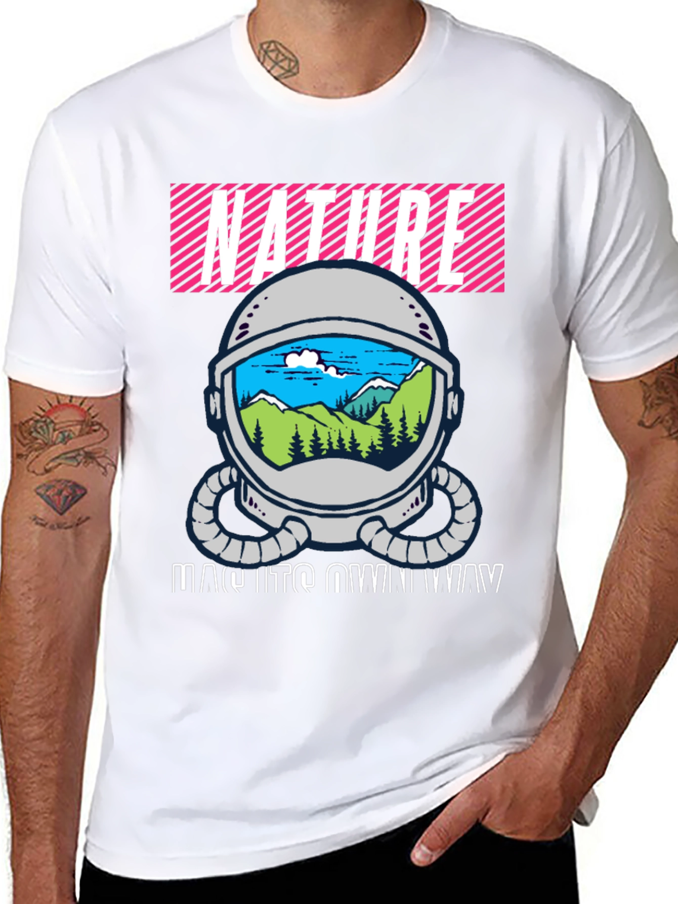 Nature Astronaut Helmet Graphic T-Shirt