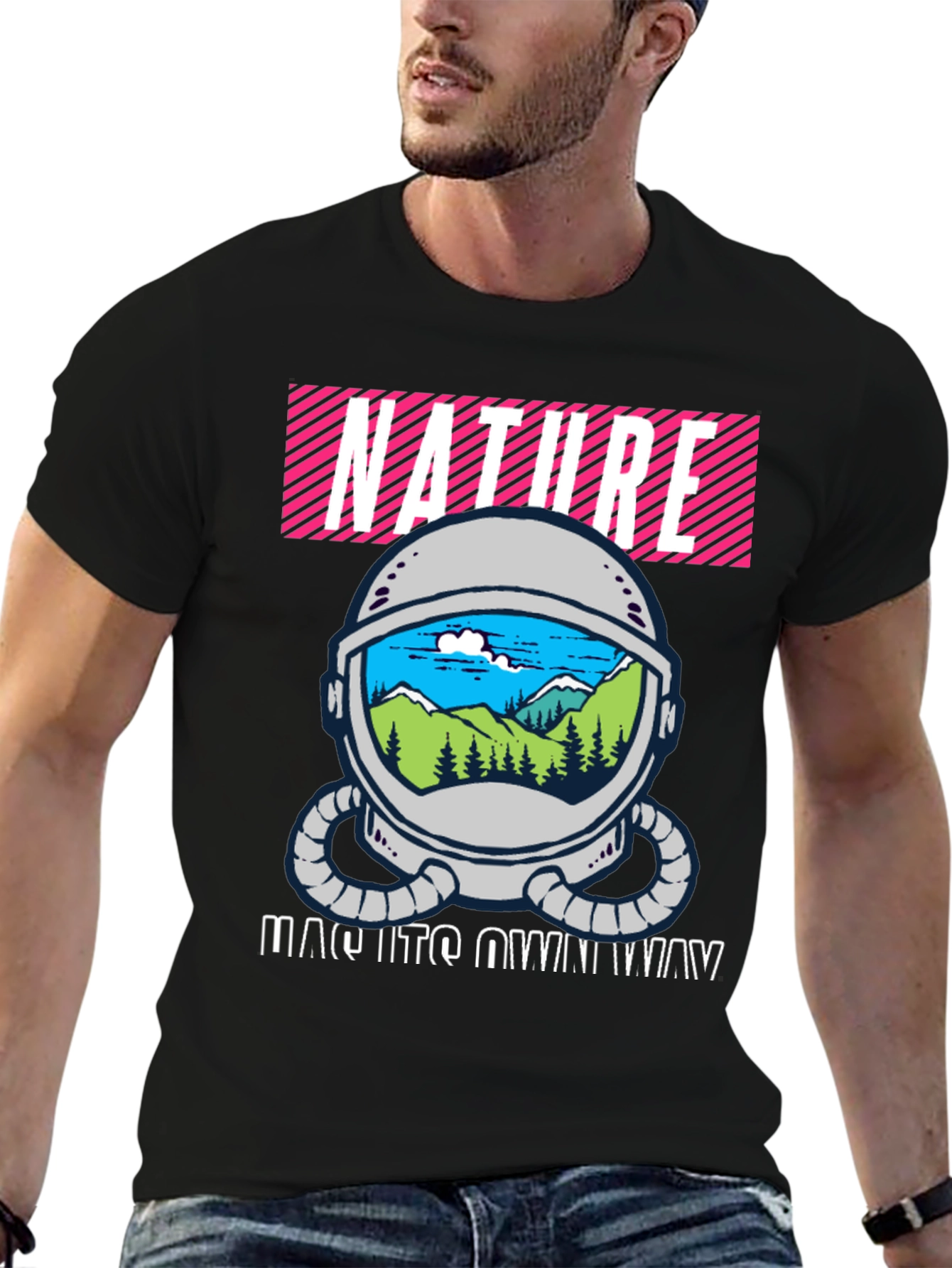 Nature Astronaut Helmet Graphic T-Shirt