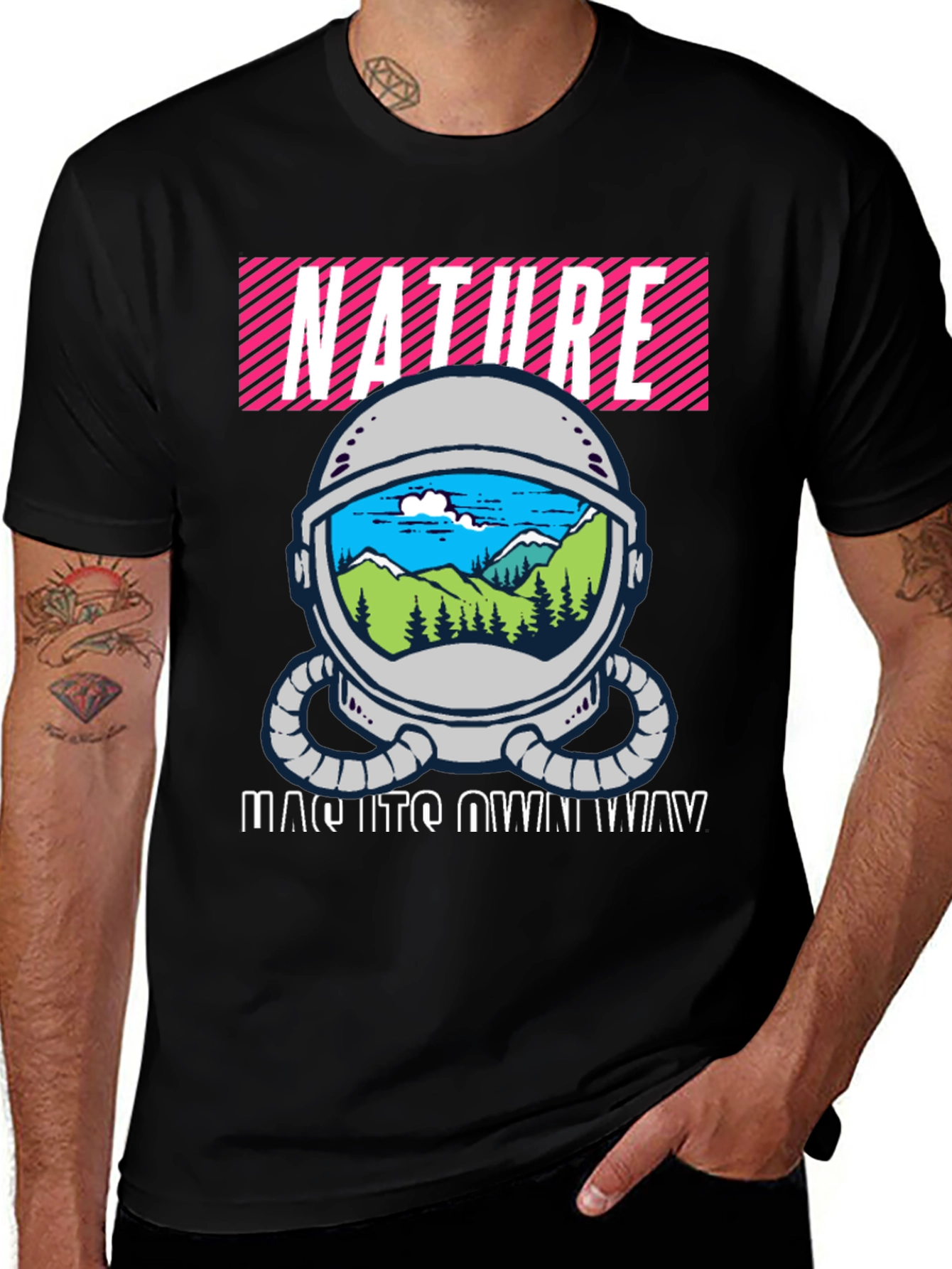 Nature Astronaut Helmet Graphic T-Shirt