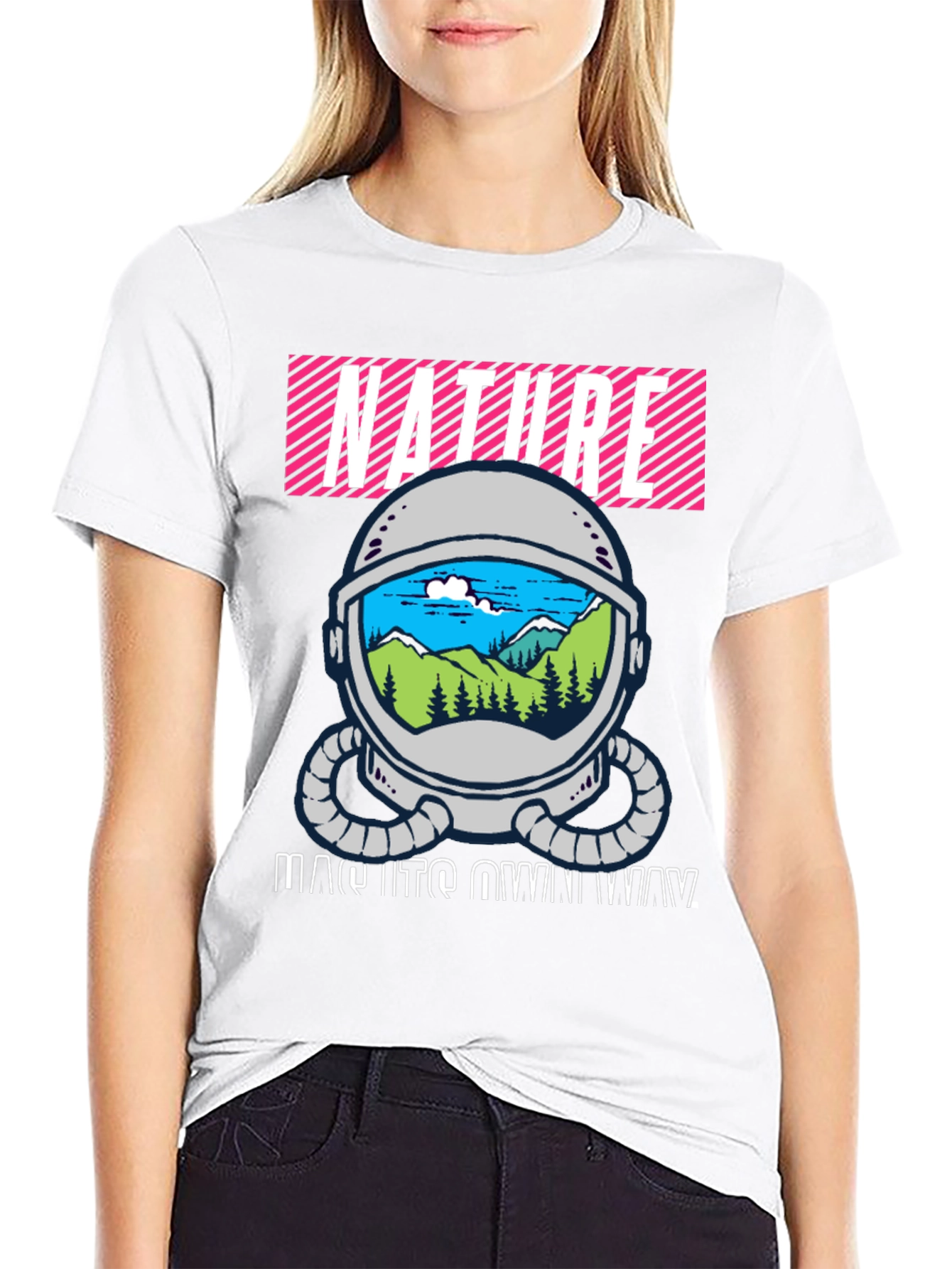 Nature Astronaut Helmet Graphic T-Shirt