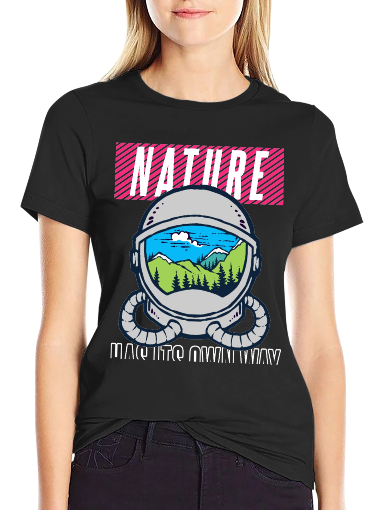 Nature Astronaut Helmet Graphic T-Shirt