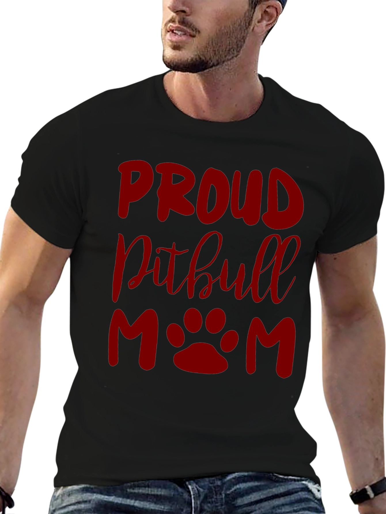 Proud Pitbull Mom Graphic T-Shirt