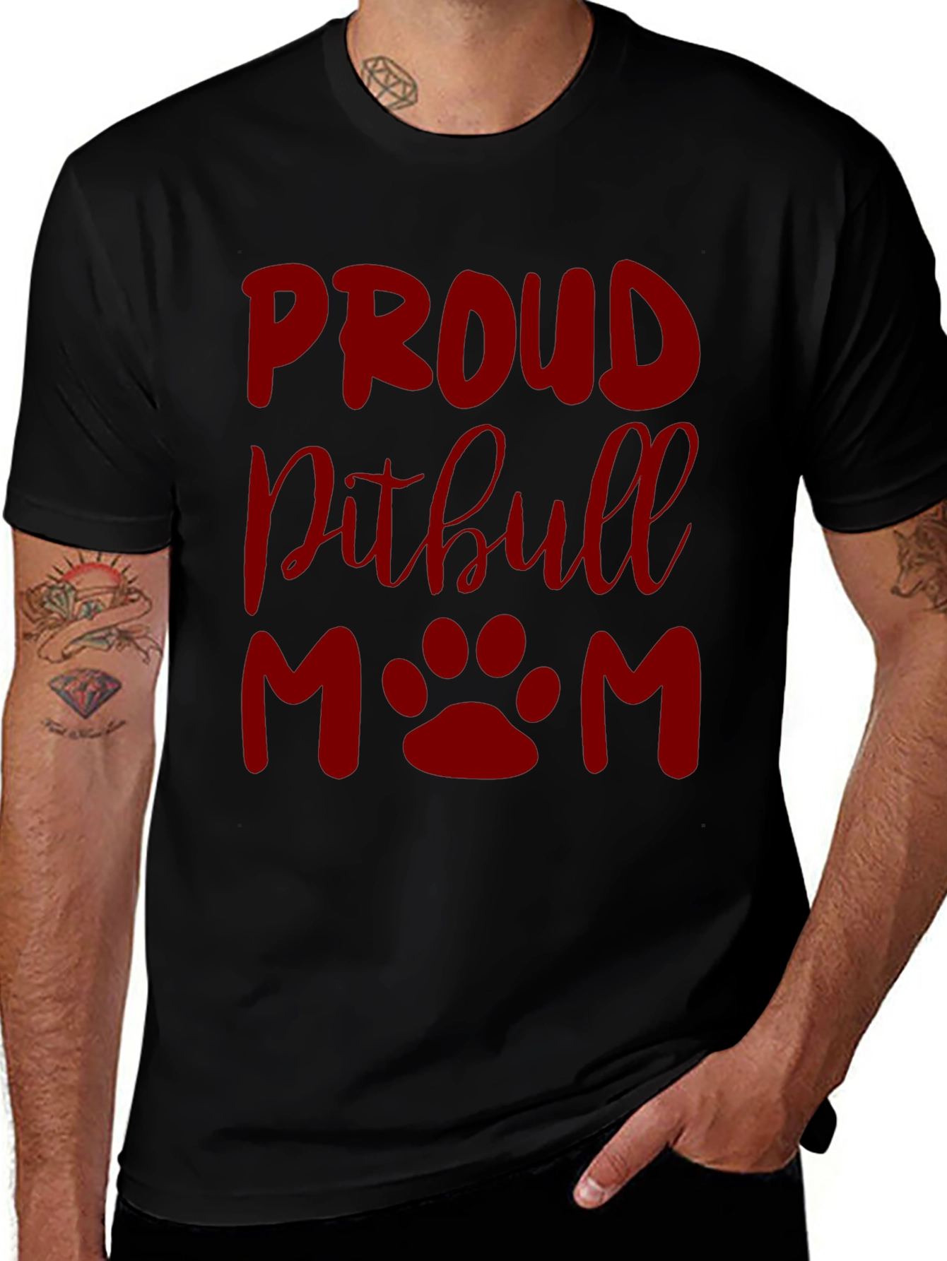 Proud Pitbull Mom Graphic T-Shirt