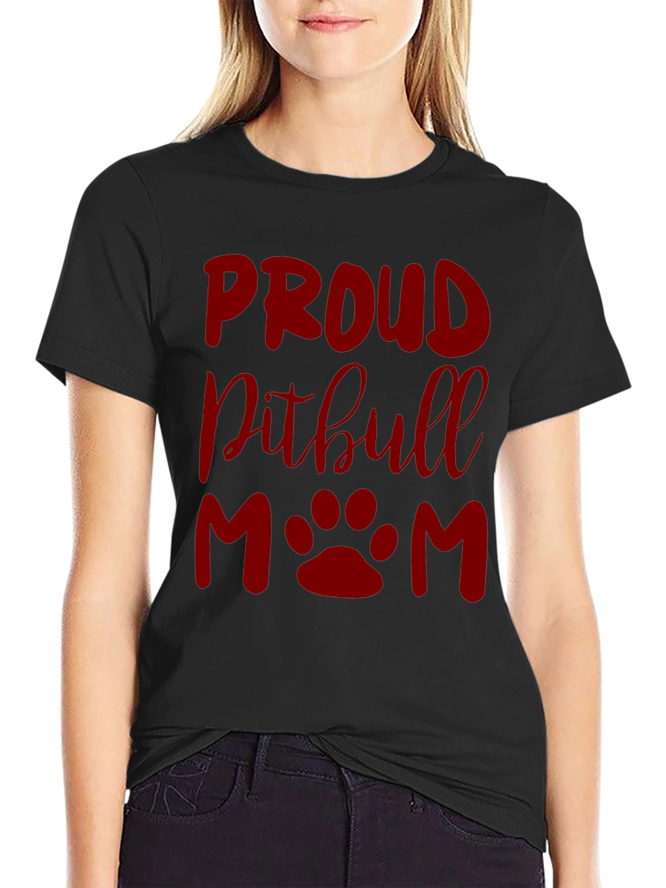 Proud Pitbull Mom Graphic T-Shirt