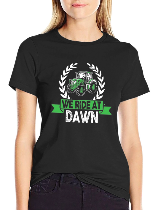 We Ride At Dawn Tractor Graphic Tee