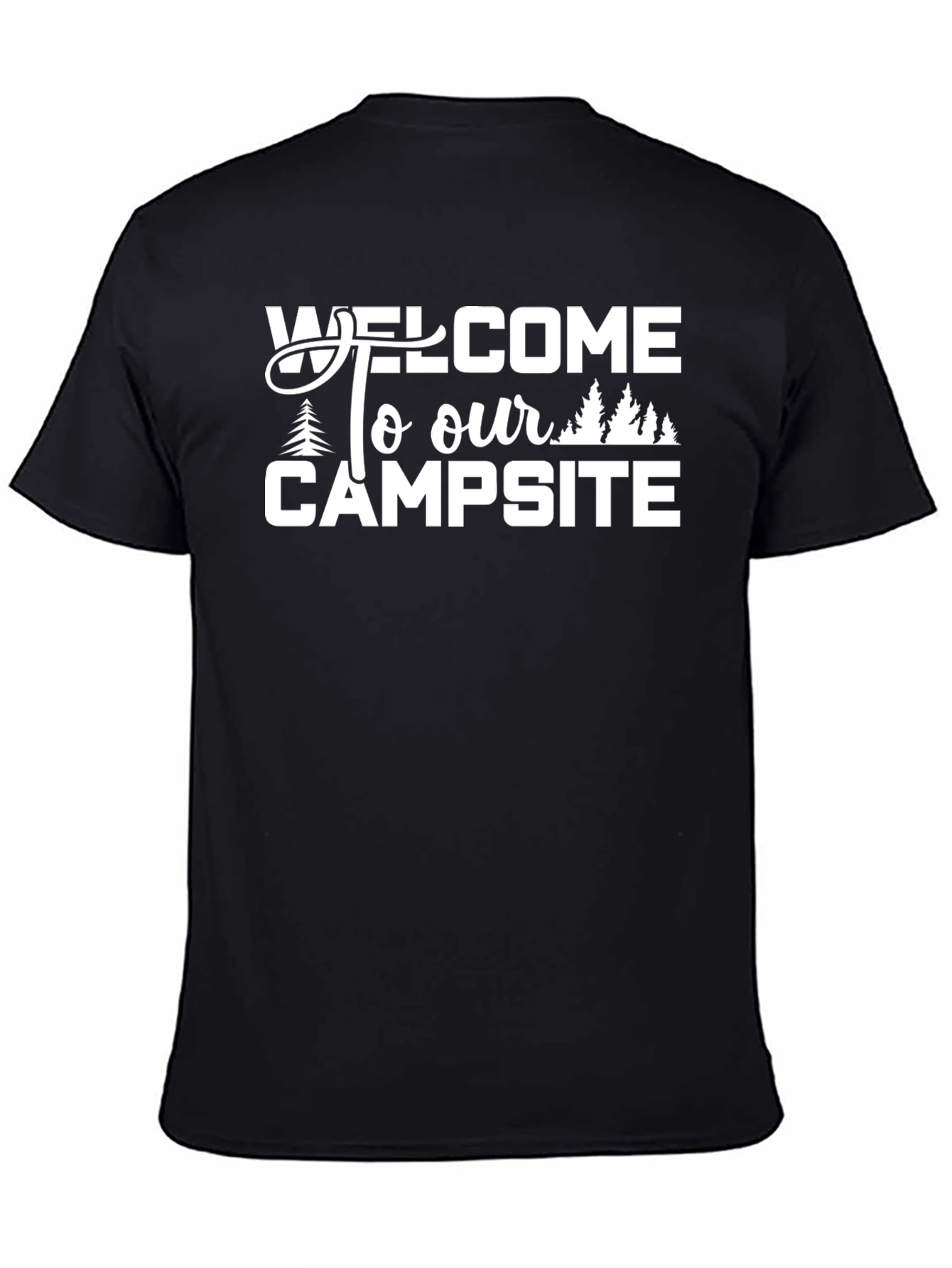 Welcome to Our Campsite Black Graphic T-Shirt