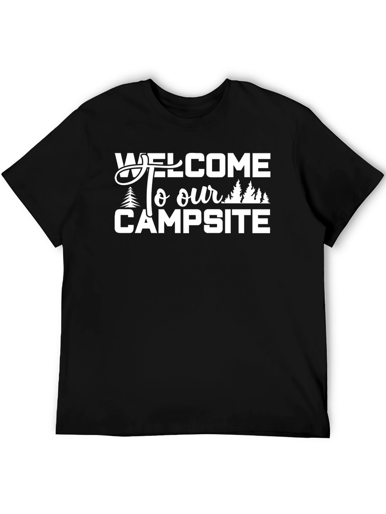 Welcome to Our Campsite Black Graphic T-Shirt