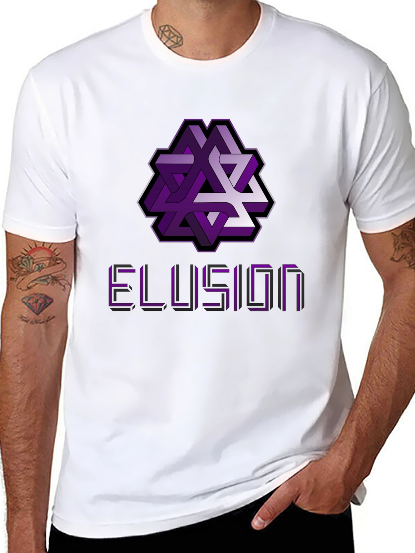 Optical Illusion Graphic Tee - Abstract Geometric Design Shirt