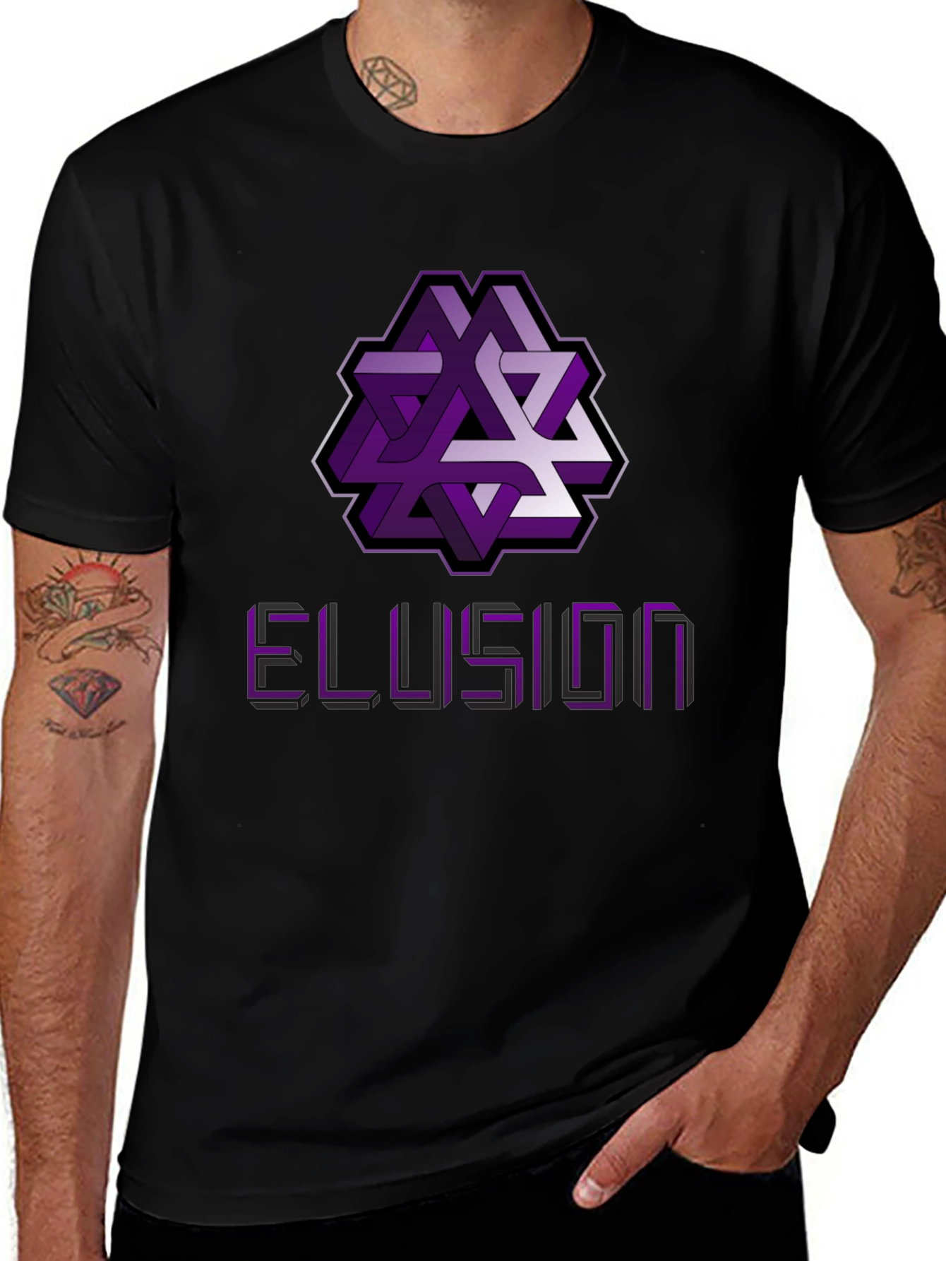 Optical Illusion Graphic Tee - Abstract Geometric Design Shirt