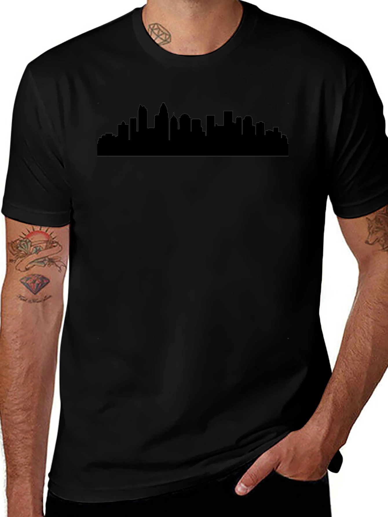 Cityscape Silhouette Black T-Shirt