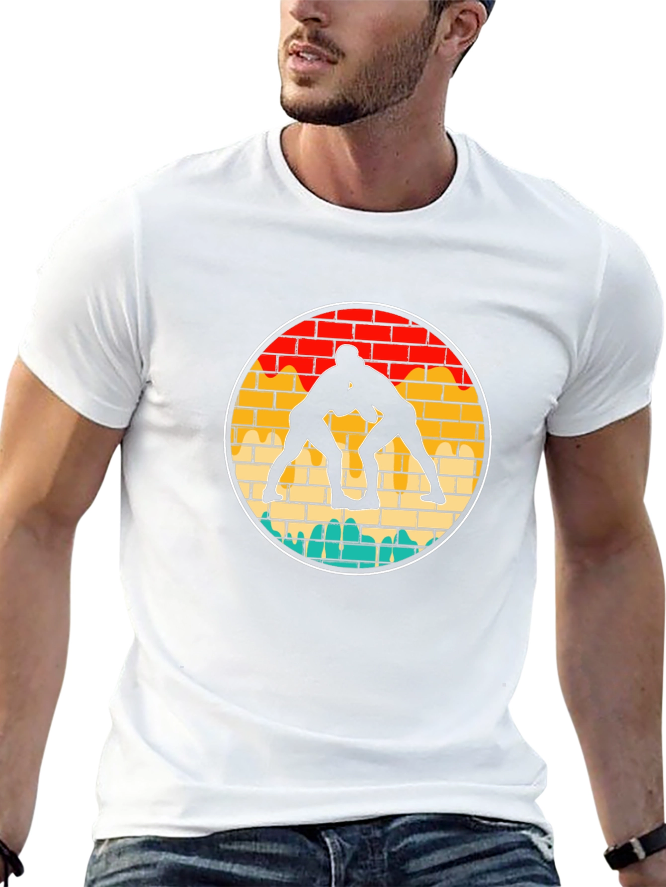 Wrestling Silhouette Graphic Tee - Black