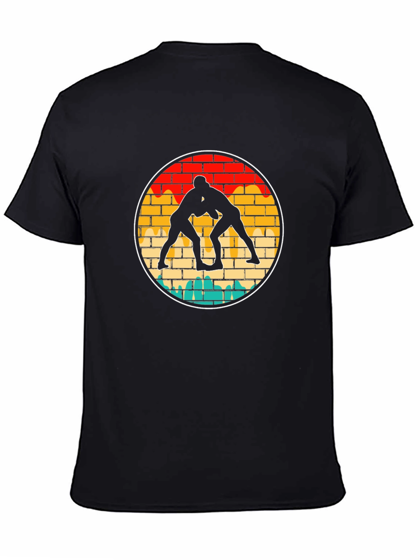 Wrestling Silhouette Graphic Tee - Black