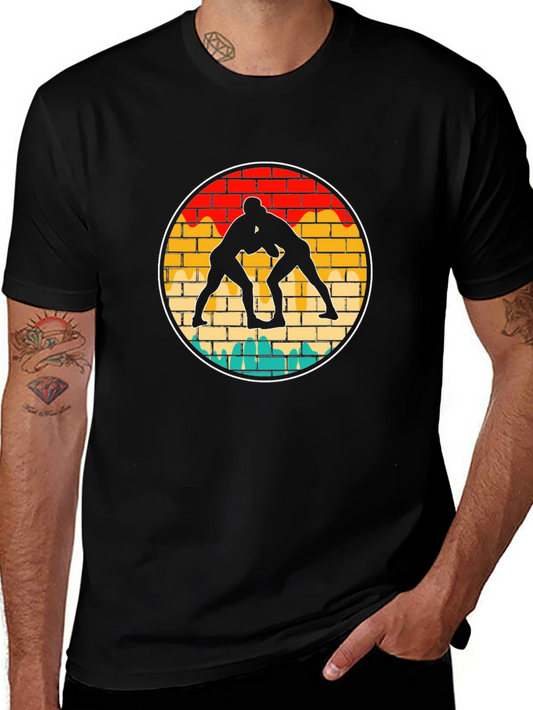 Wrestling Silhouette Graphic Tee - Black