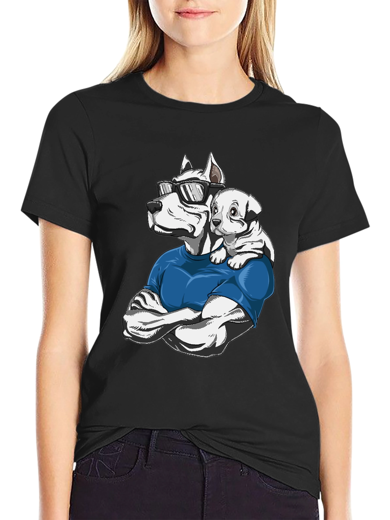 Cool Dog Dad T-Shirt Pitbull Puppy Design