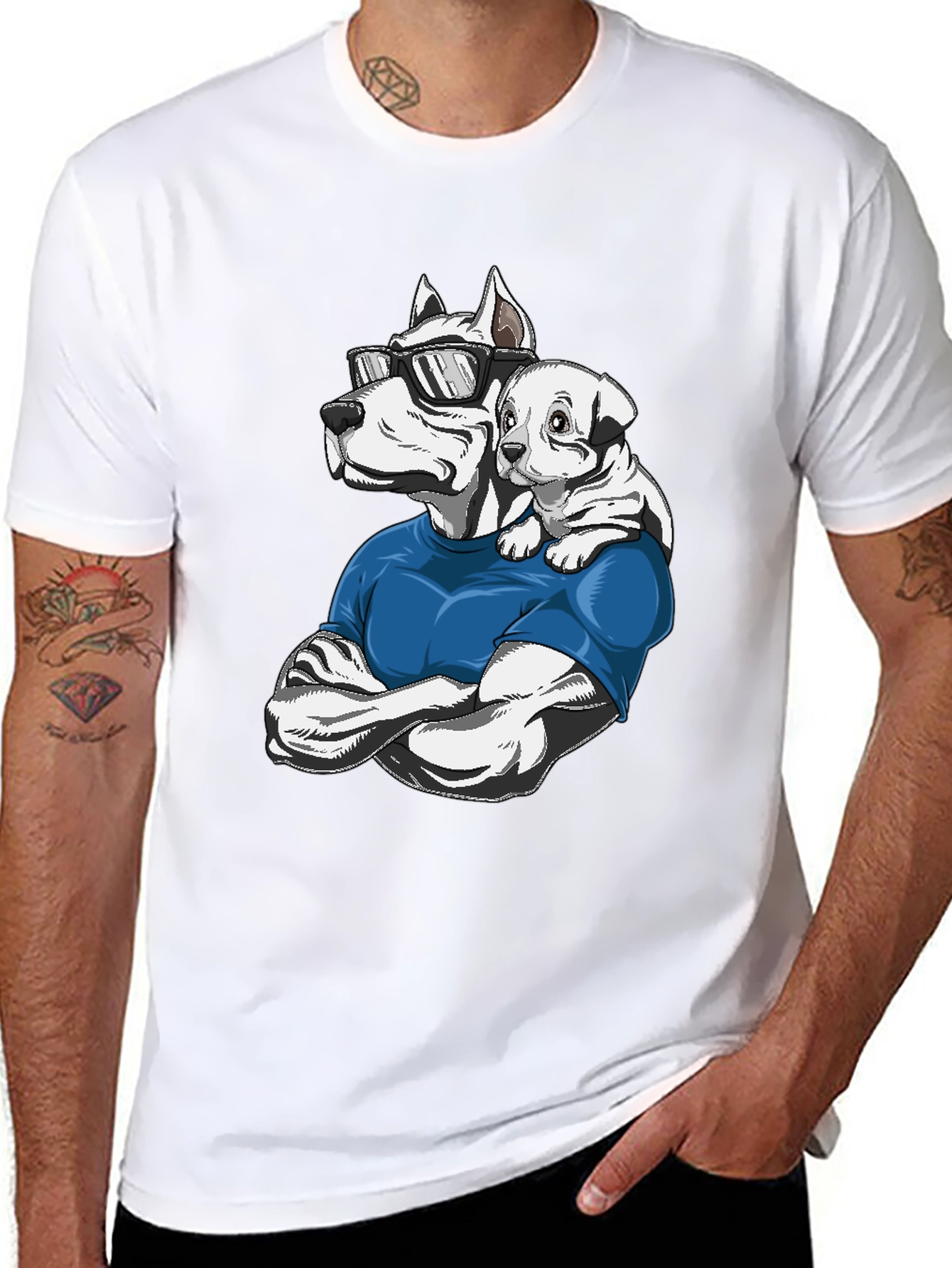 Cool Dog Dad T-Shirt Pitbull Puppy Design
