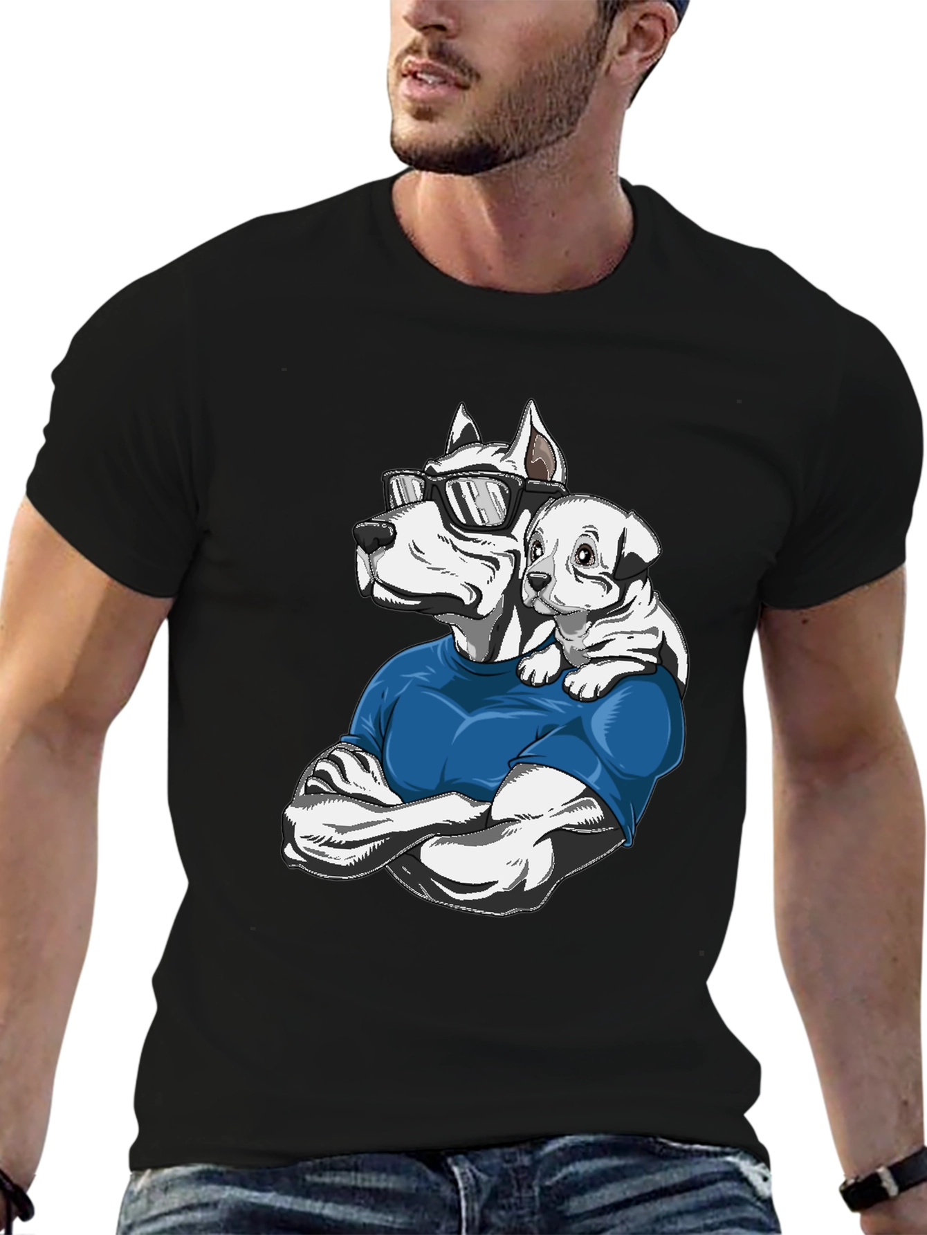 Cool Dog Dad T-Shirt Pitbull Puppy Design