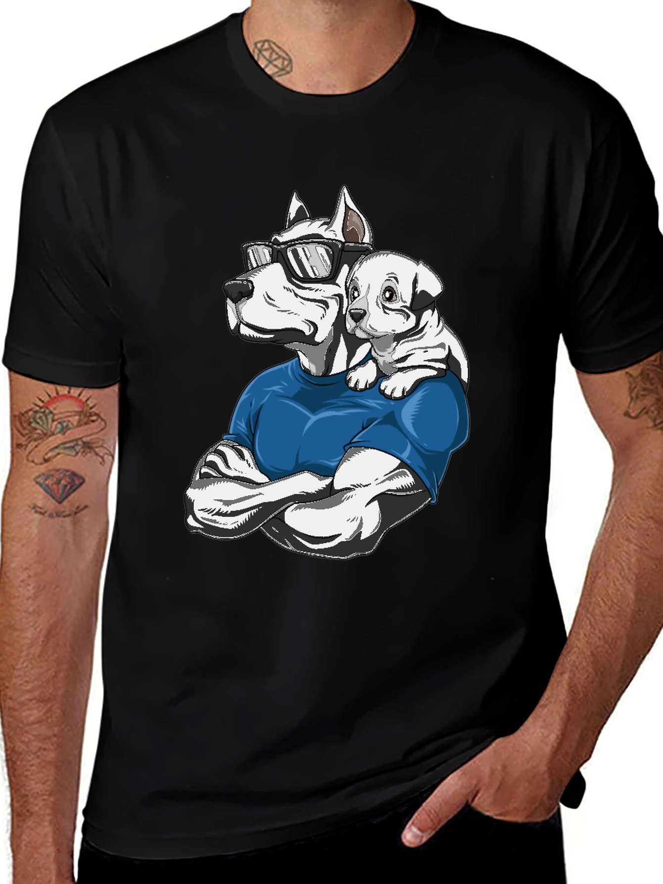 Cool Dog Dad T-Shirt Pitbull Puppy Design