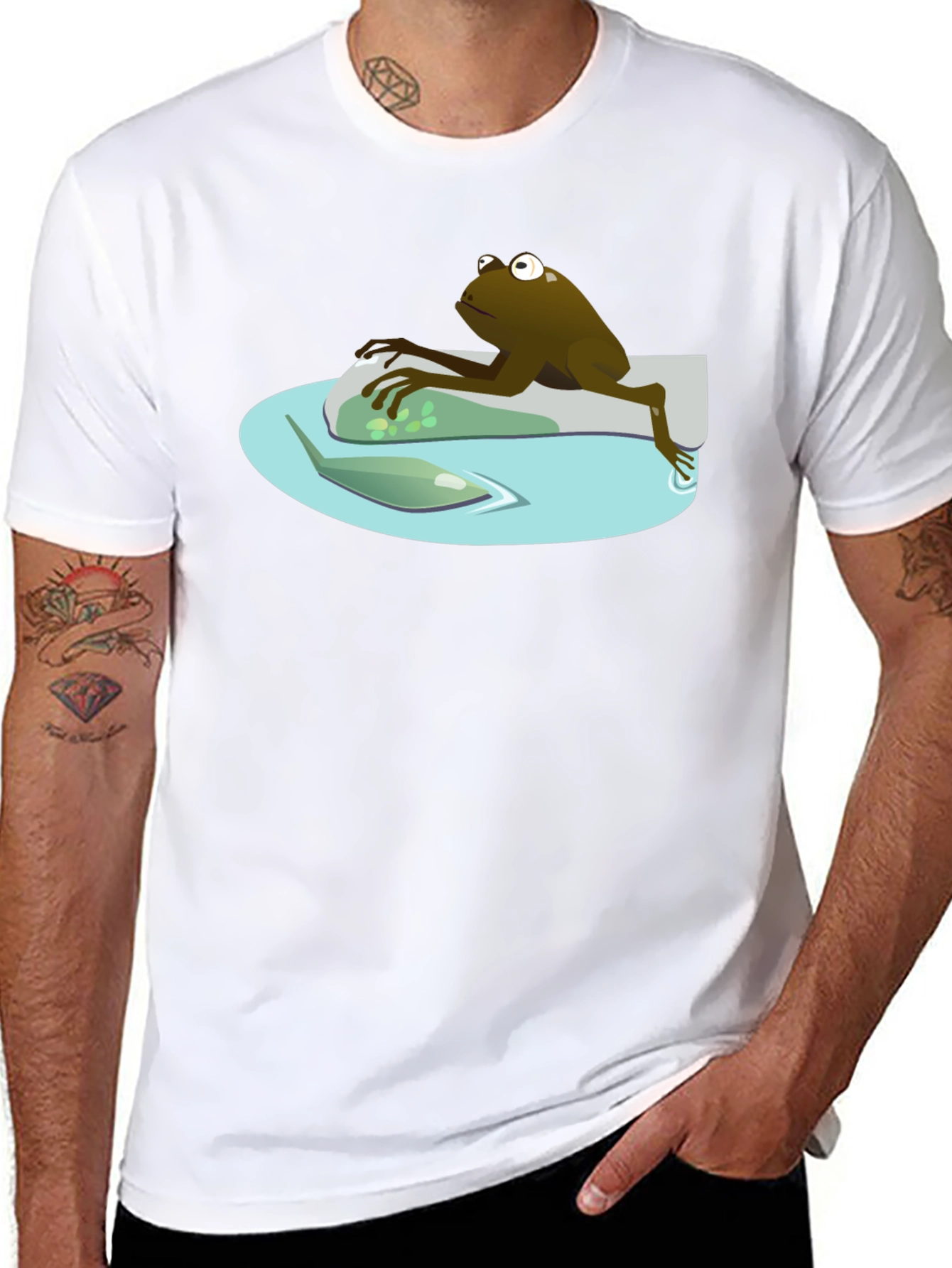 Frog Pond Cartoon Graphic Tee - Mens Black T-Shirt