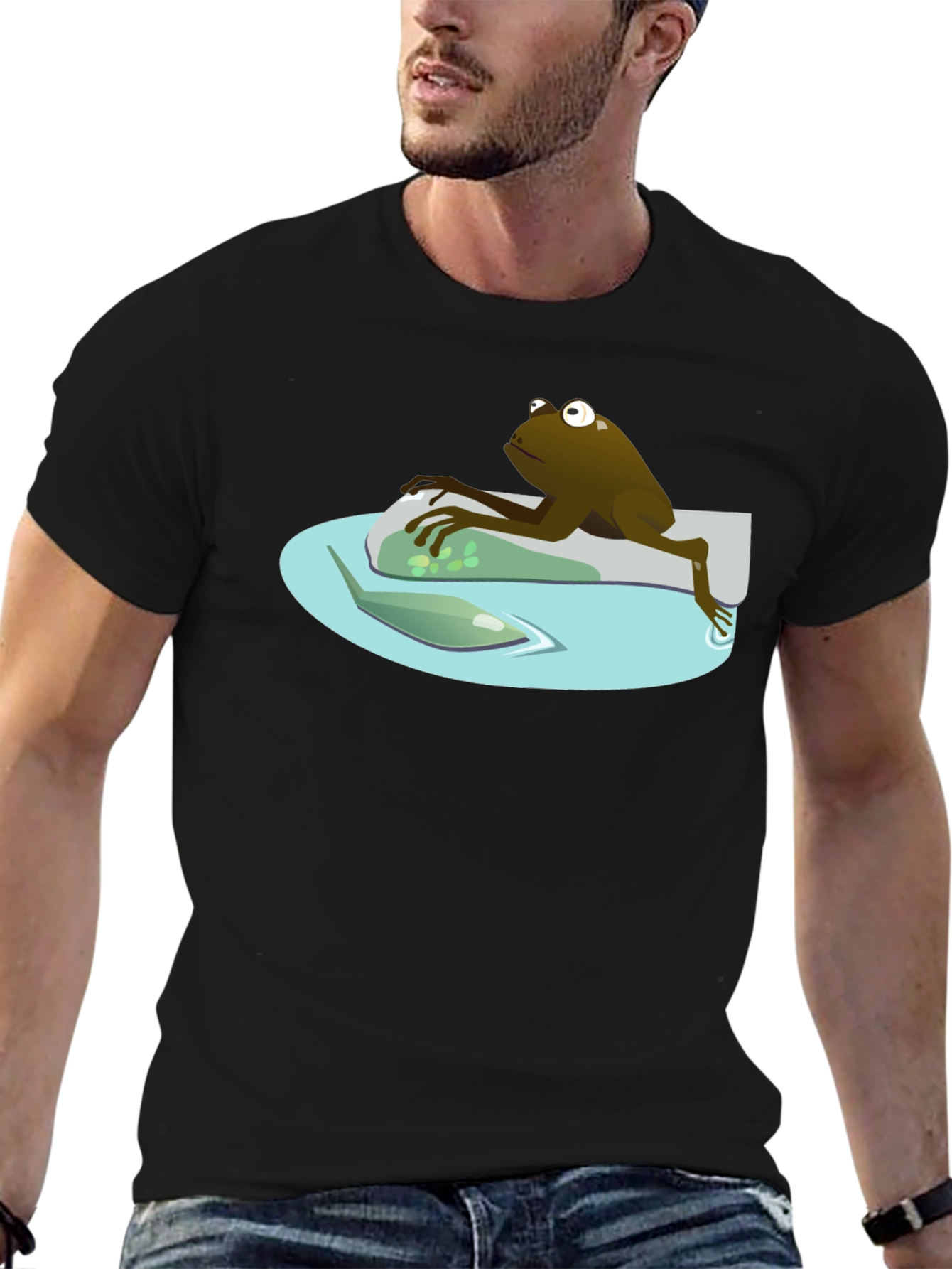 Frog Pond Cartoon Graphic Tee - Mens Black T-Shirt