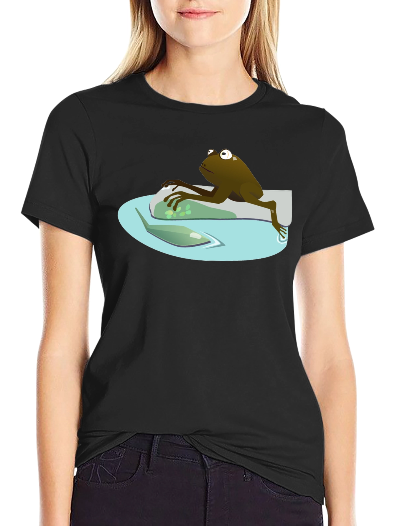 Frog Pond Cartoon Graphic Tee - Mens Black T-Shirt