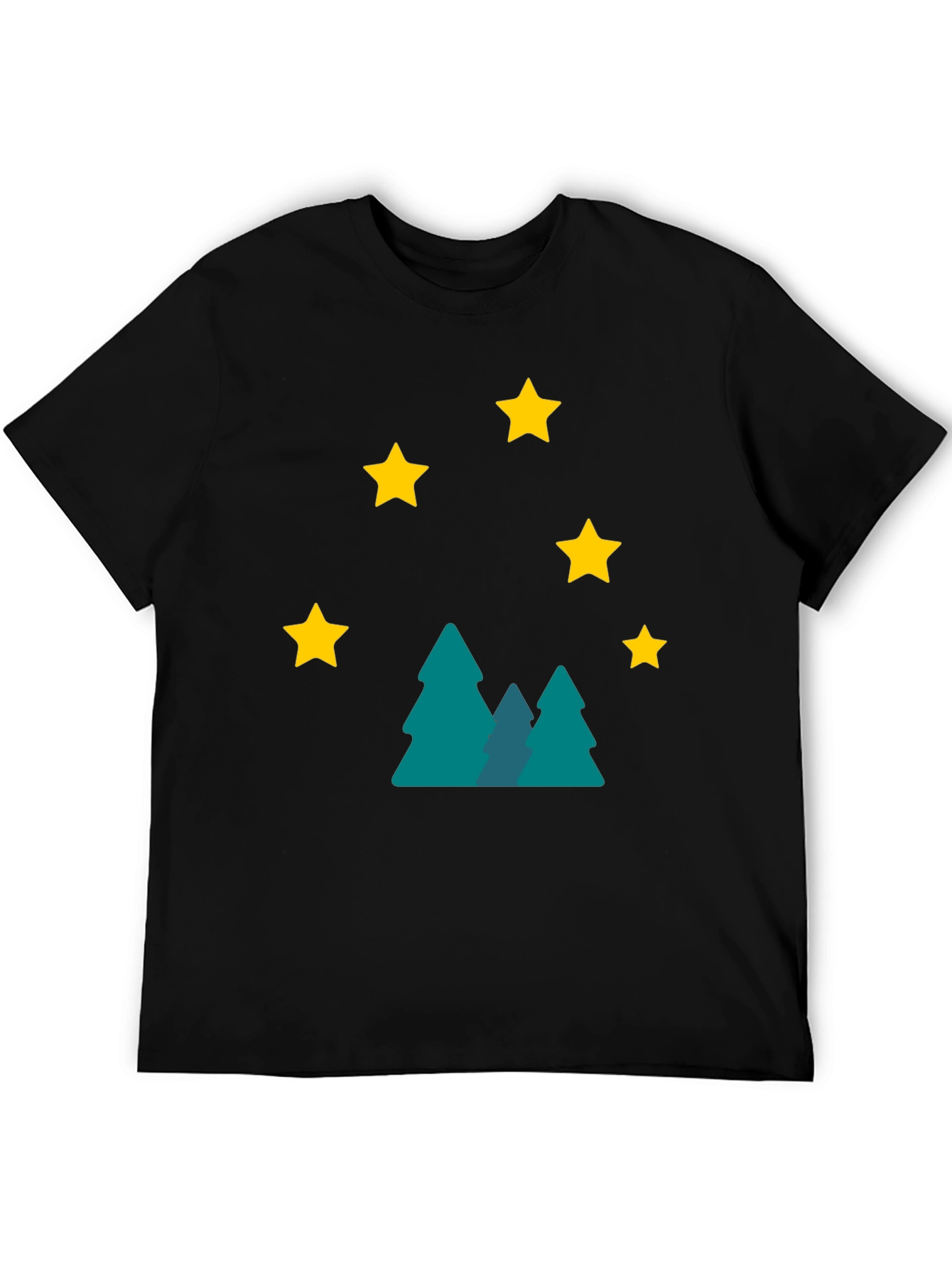 Starry Forest Graphic Tee - Black Cotton Blend