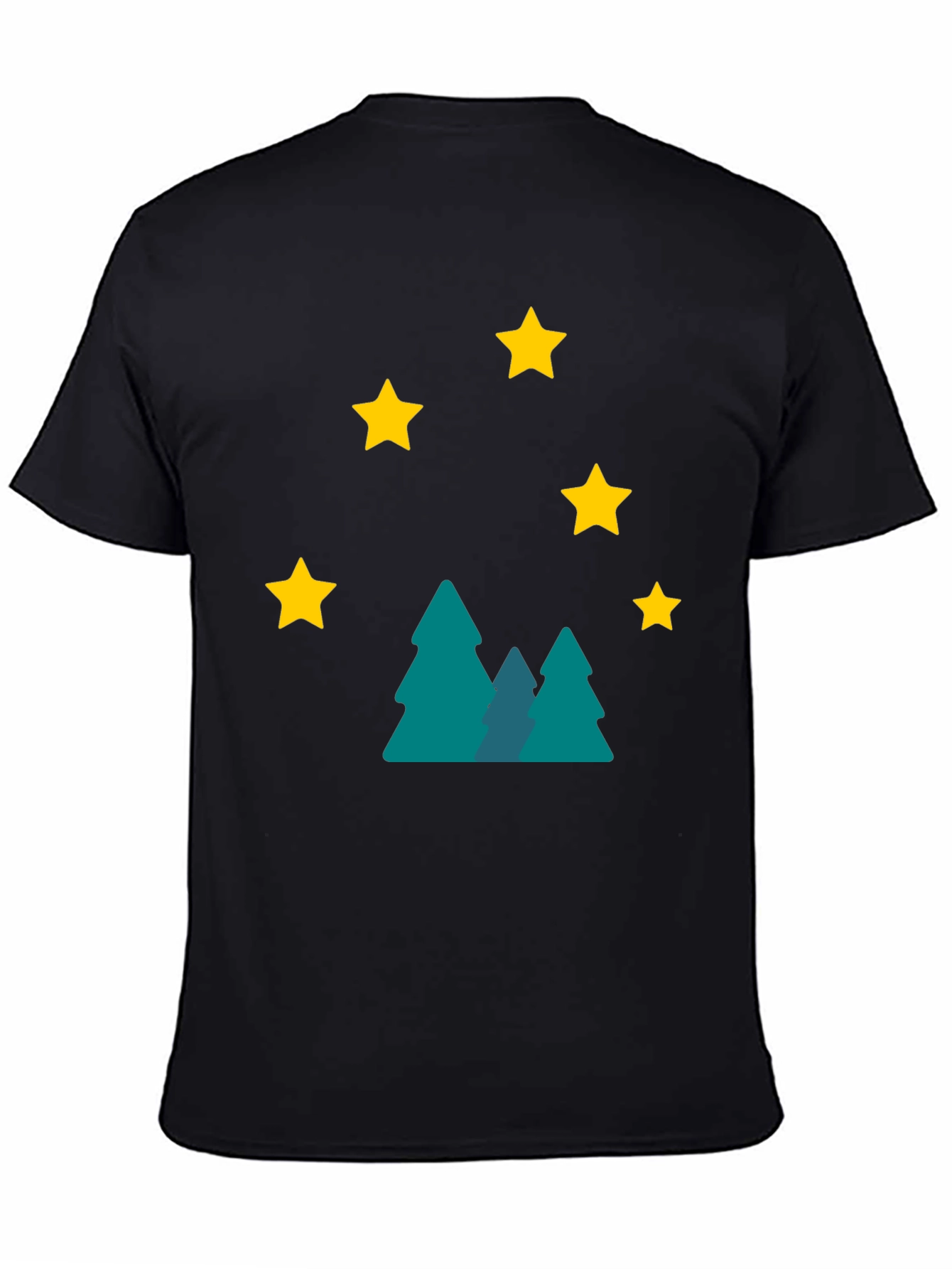 Starry Forest Graphic Tee - Black Cotton Blend
