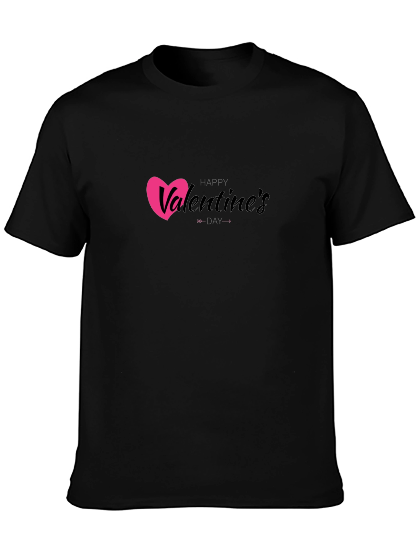 Happy Valentines Day Black Graphic Tee