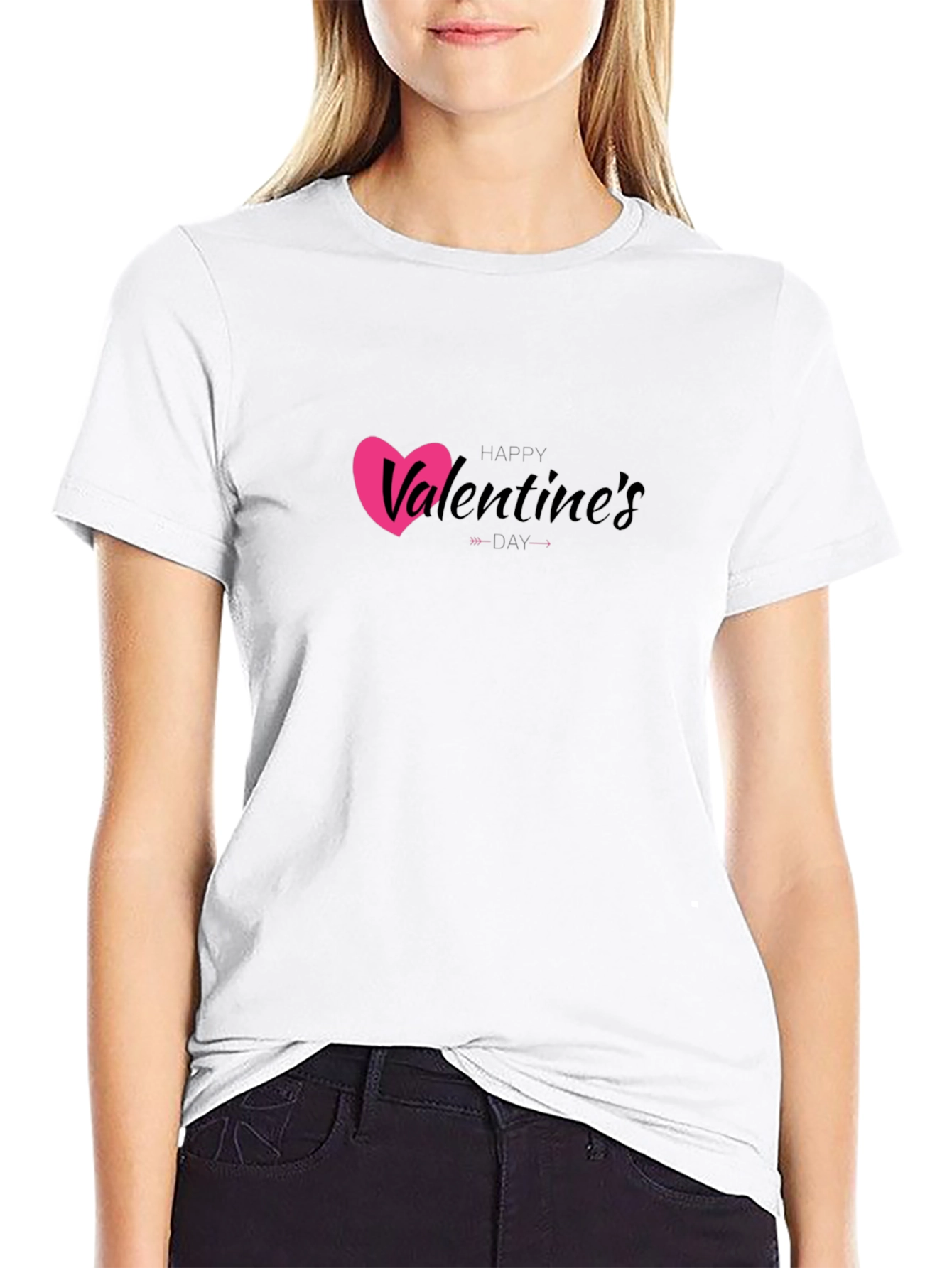 Happy Valentines Day Black Graphic Tee