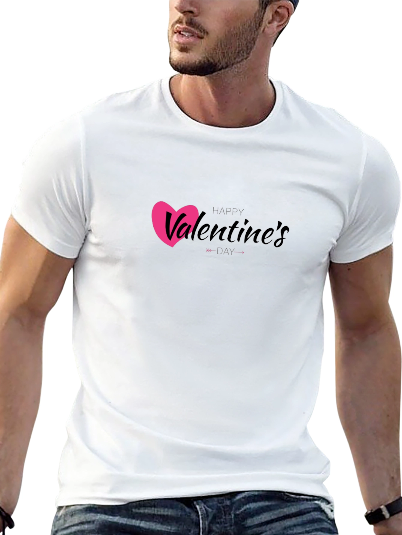 Happy Valentines Day Black Graphic Tee