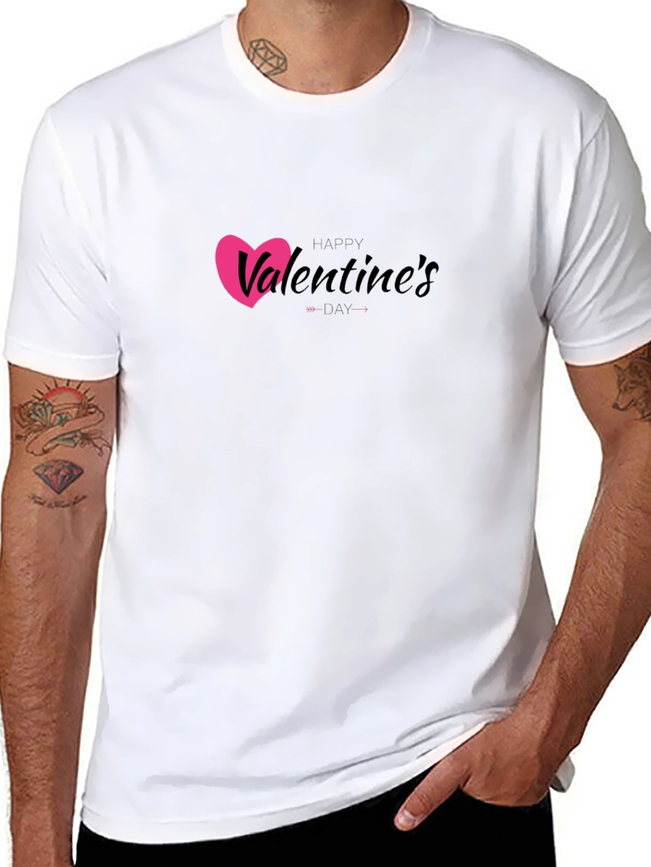 Happy Valentines Day Black Graphic Tee