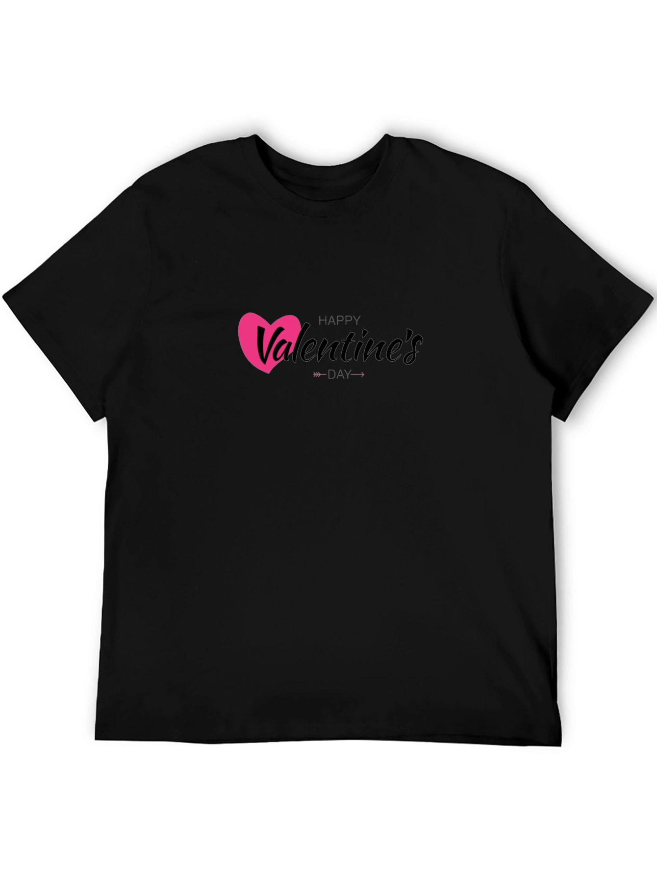 Happy Valentines Day Black Graphic Tee