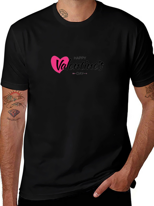 Happy Valentines Day Black Graphic Tee