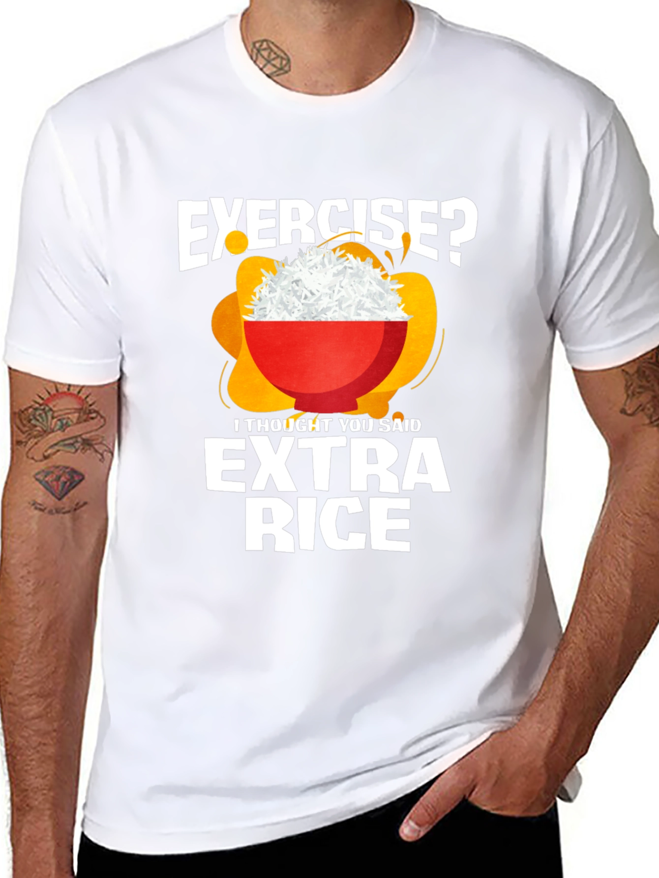 Exercise? Extra Rice T-Shirt - Funny Foodie Tee
