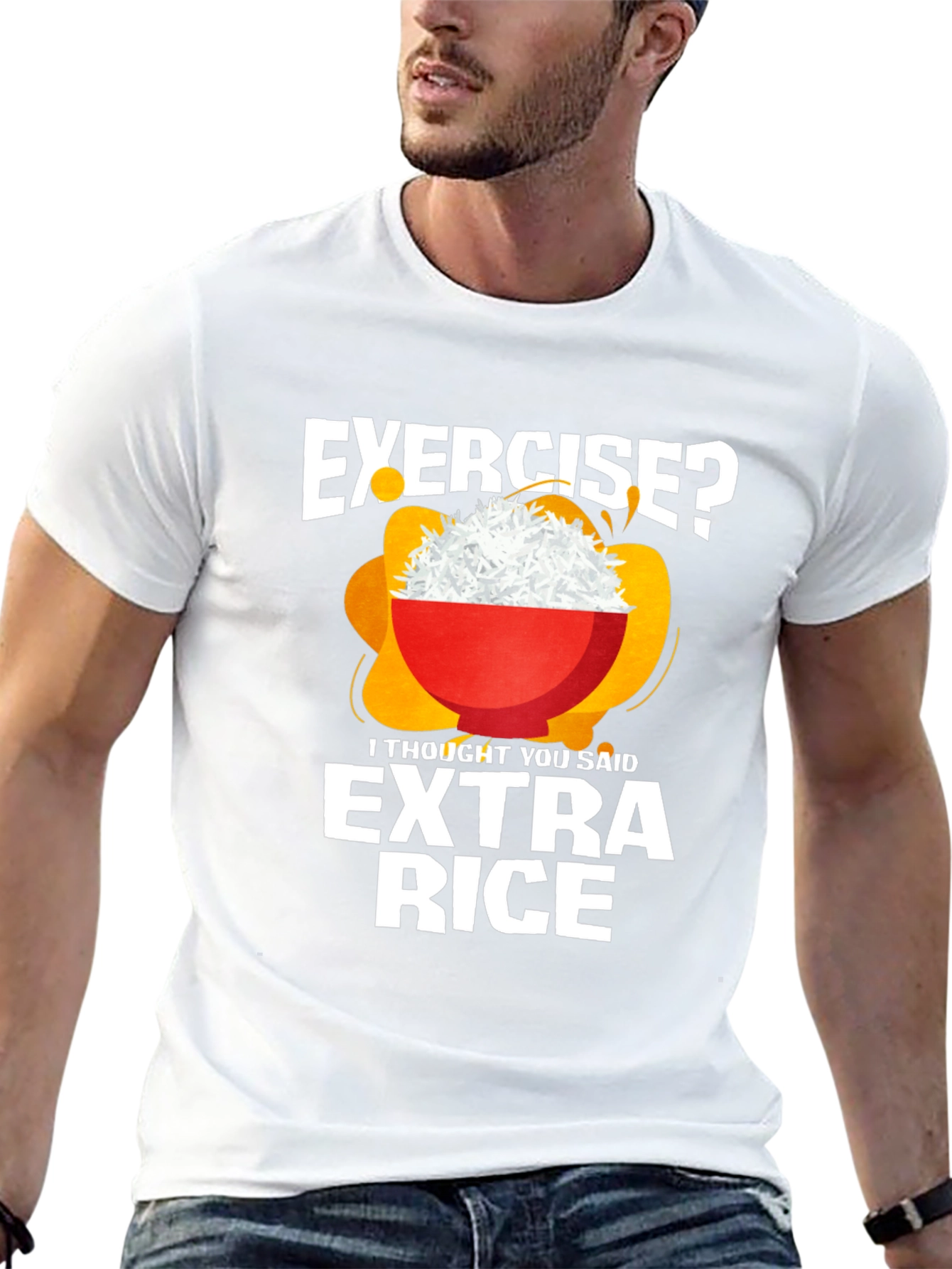 Exercise? Extra Rice T-Shirt - Funny Foodie Tee