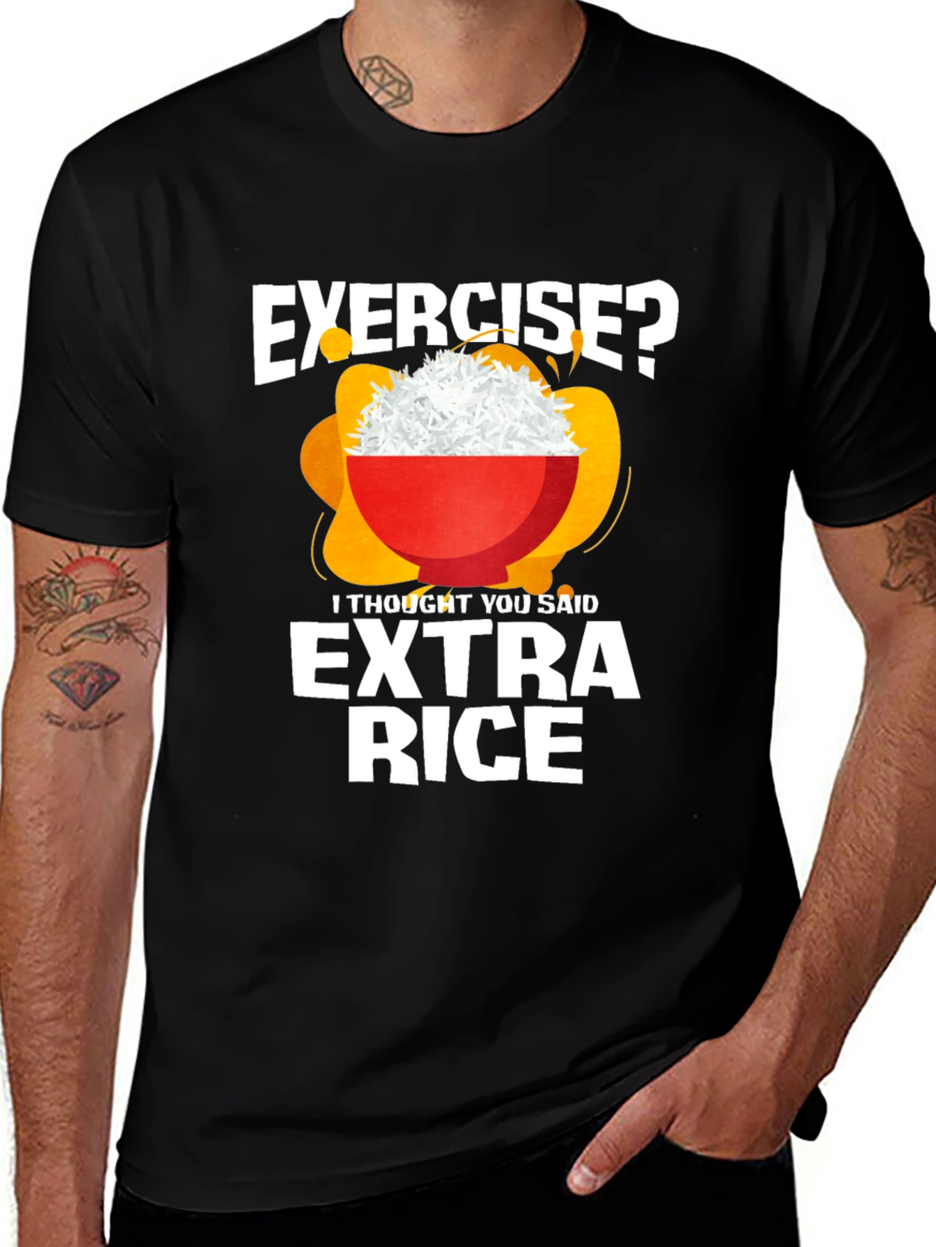 Exercise? Extra Rice T-Shirt - Funny Foodie Tee