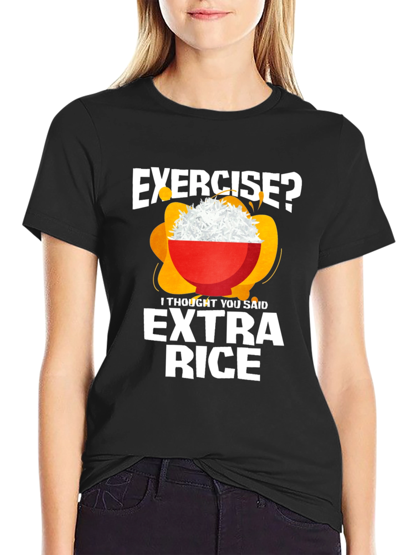 Exercise? Extra Rice T-Shirt - Funny Foodie Tee