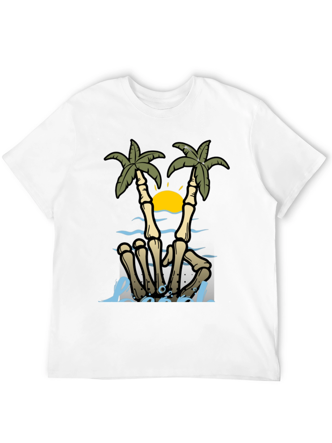 Skeleton Hand Palm Tree Graphic Tee