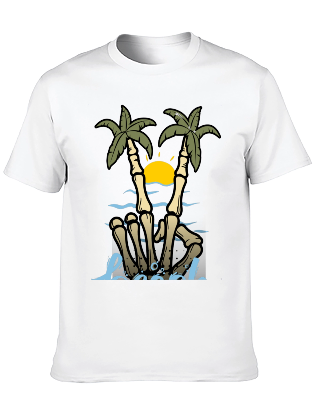 Skeleton Hand Palm Tree Graphic Tee