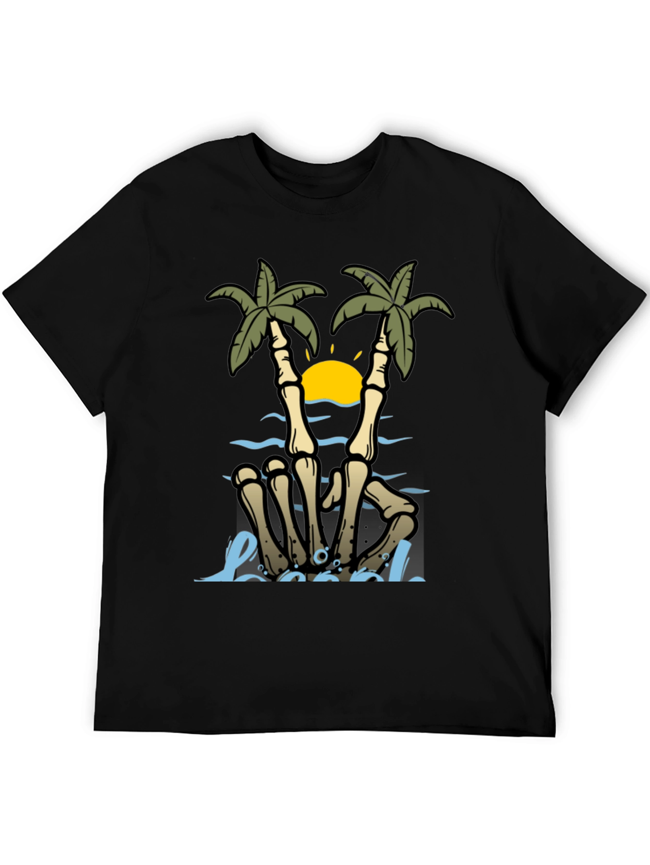 Skeleton Hand Palm Tree Graphic Tee