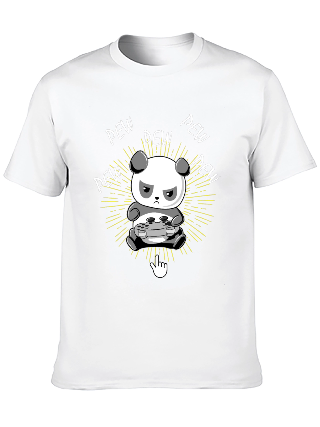 Gamer Panda Black T-Shirt - Pew Pew Design