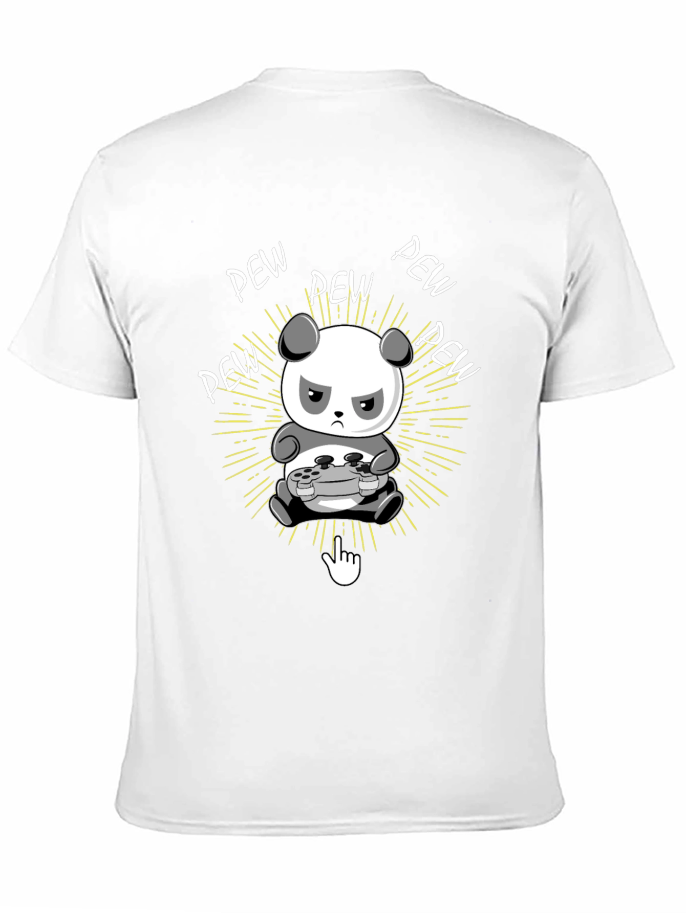 Gamer Panda Black T-Shirt - Pew Pew Design