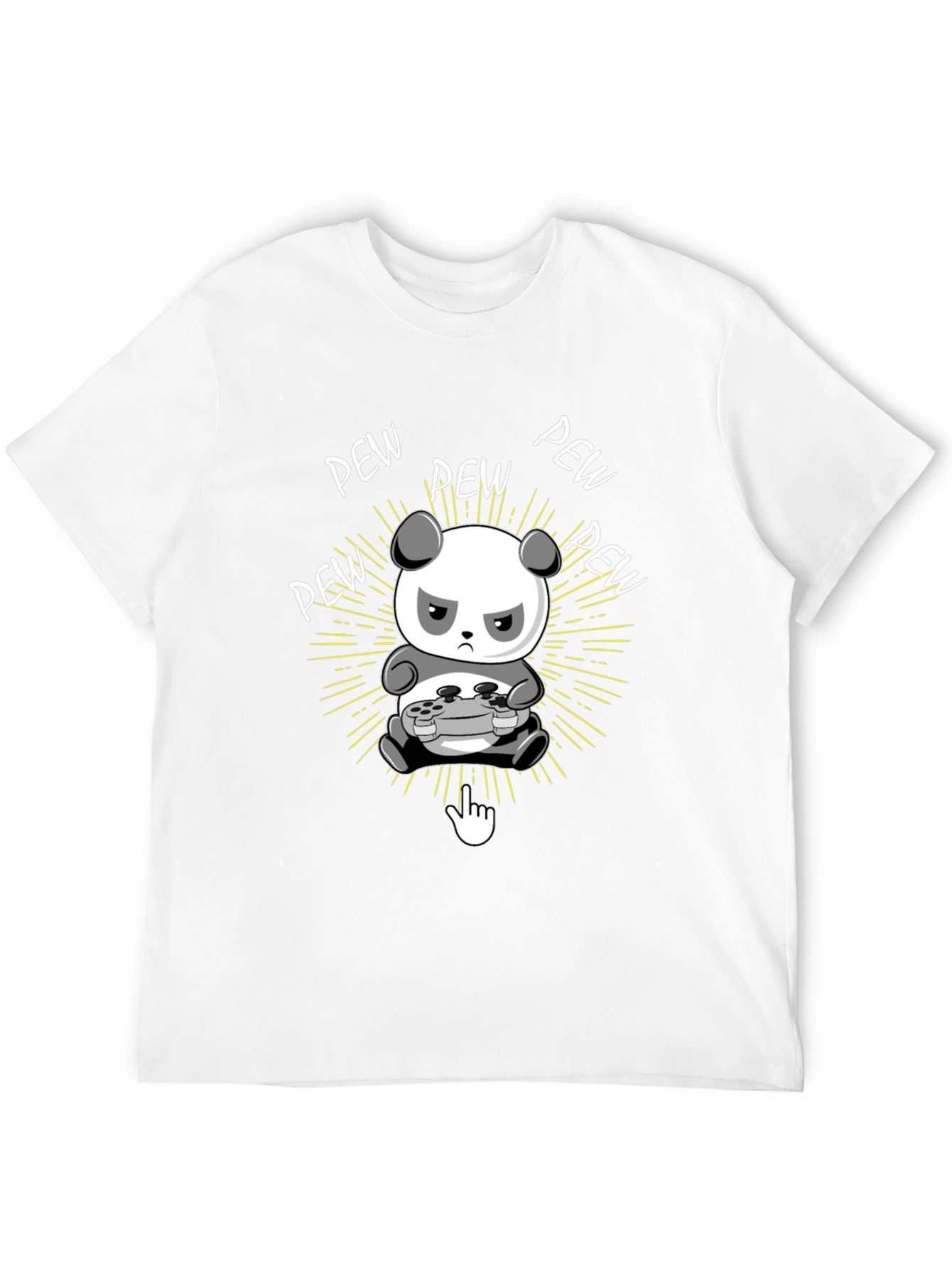 Gamer Panda Black T-Shirt - Pew Pew Design
