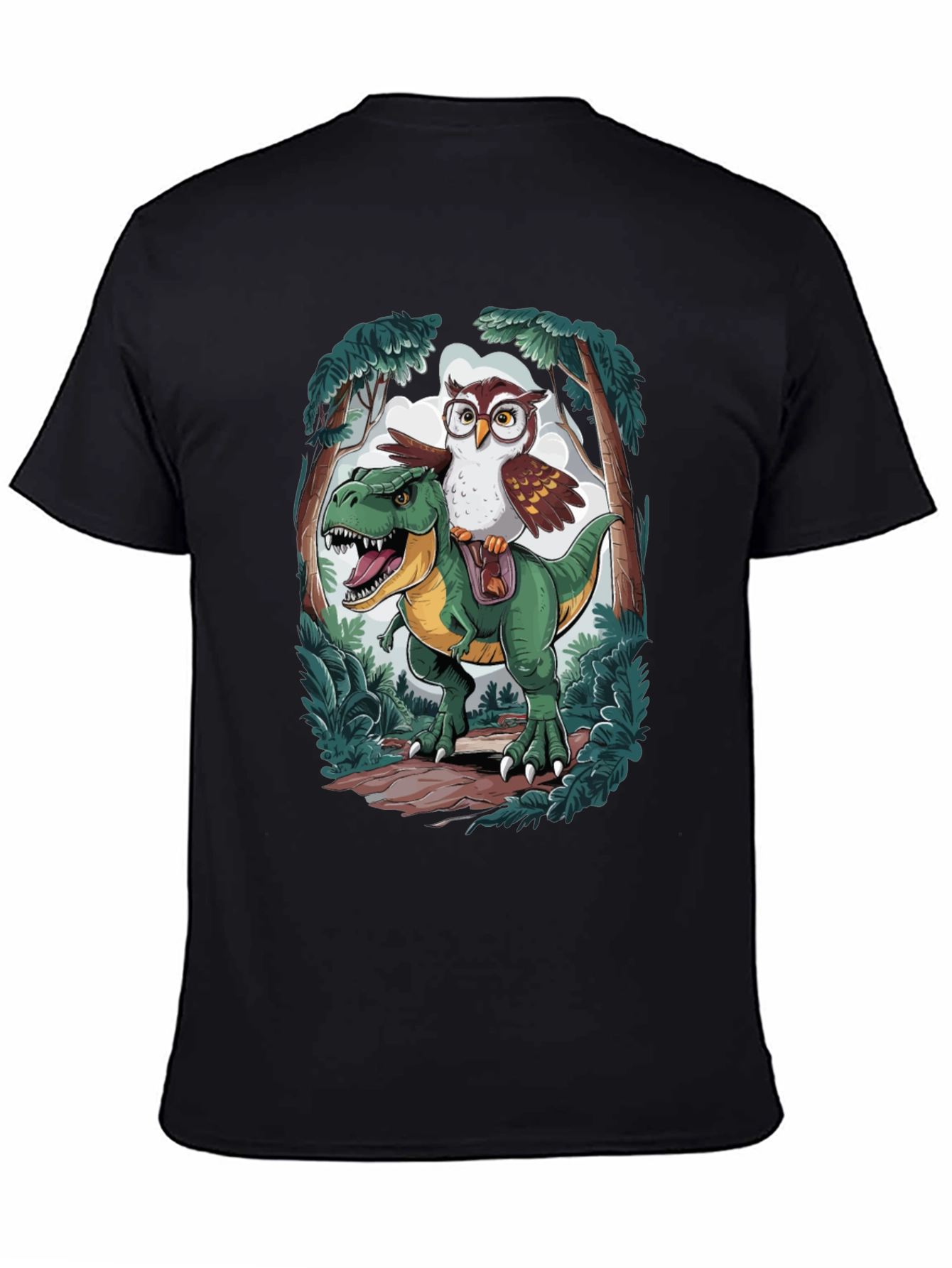 Owl Riding T-Rex Graphic T-Shirt