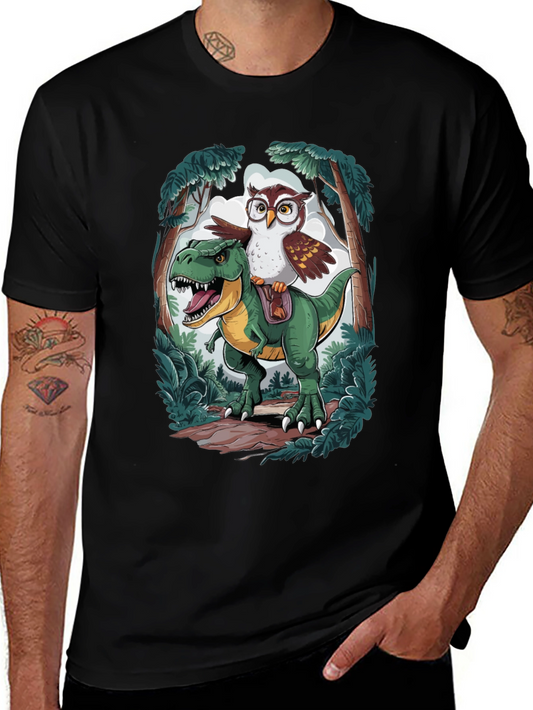 Owl Riding T-Rex Graphic T-Shirt