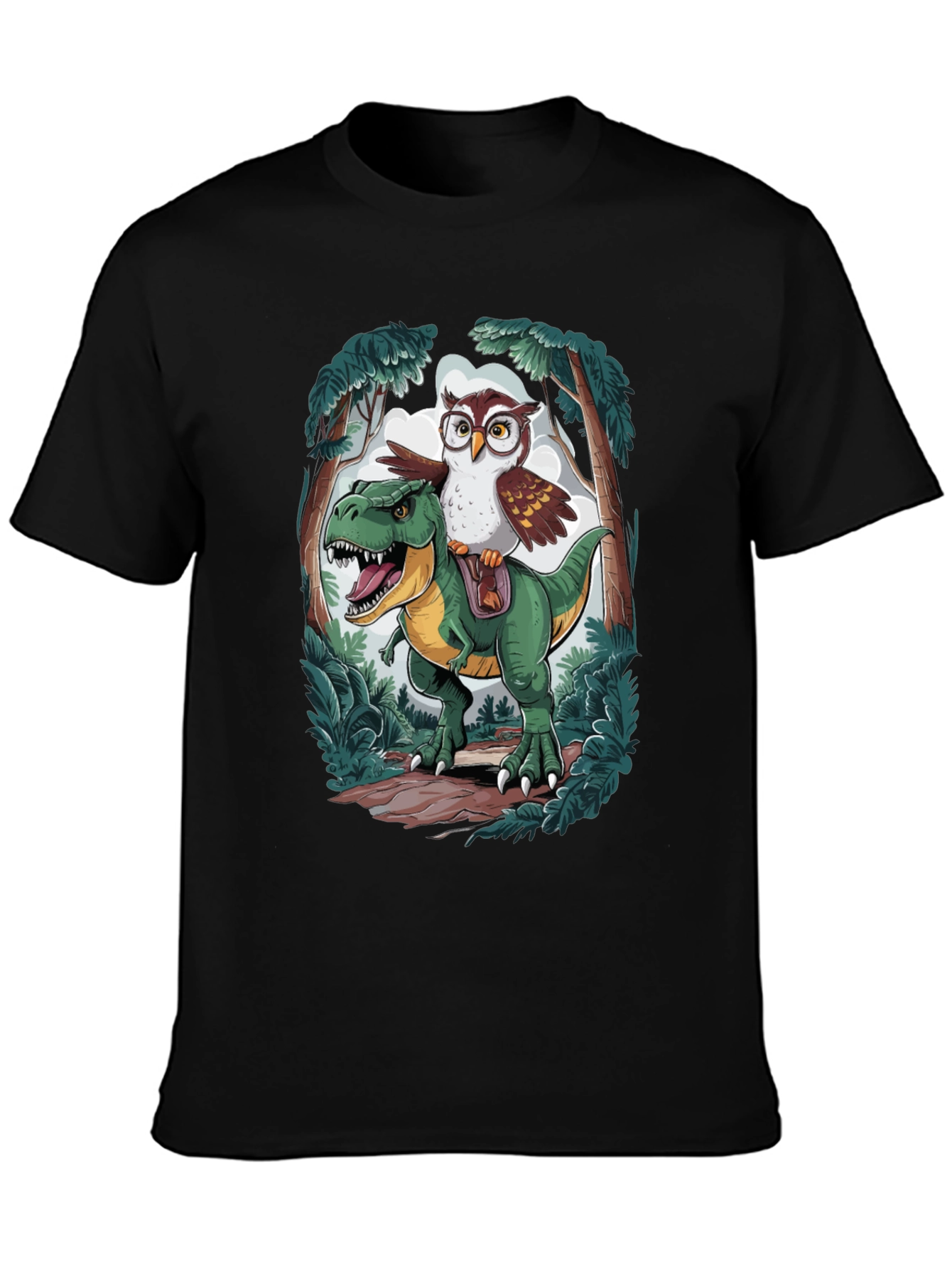 Owl Riding T-Rex Graphic T-Shirt