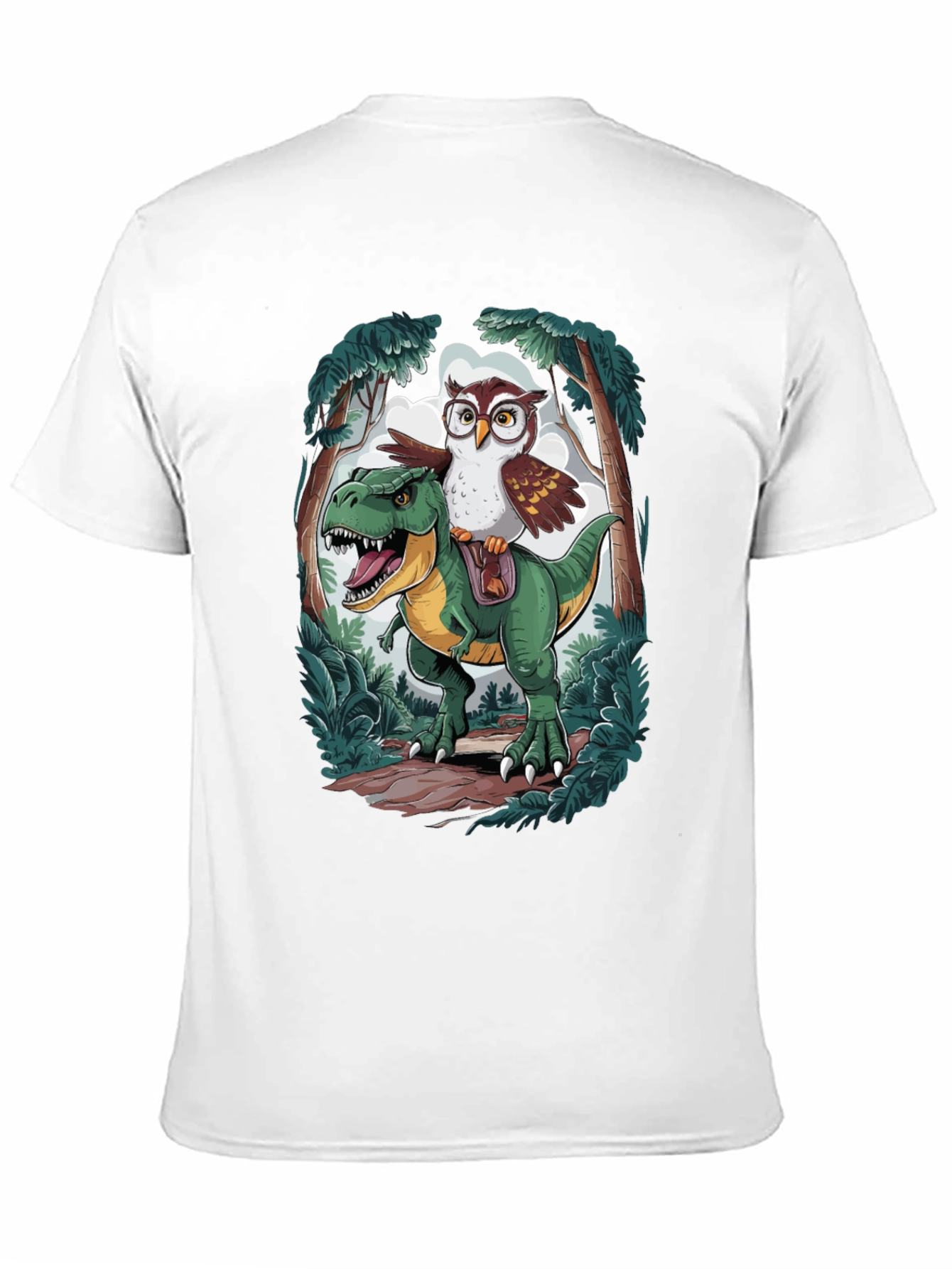 Owl Riding T-Rex Graphic T-Shirt