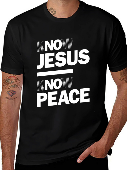 Know Jesus Know Peace Black Graphic T-Shirt